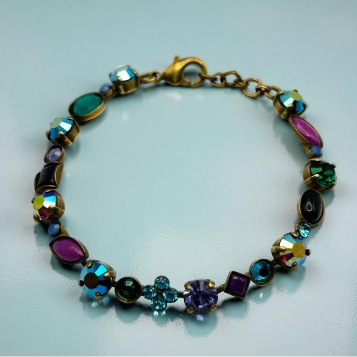 Sorrelli Multi-Color Crystal Bracelet Adjustable 78 Purple Blue Green 65$